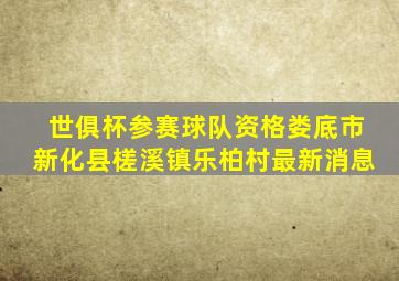 世俱杯参赛球队资格娄底市新化县槎溪镇乐柏村最新消息