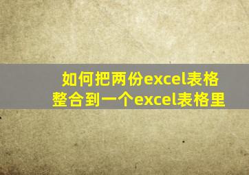 如何把两份excel表格整合到一个excel表格里