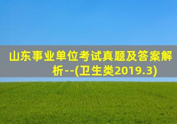 山东事业单位考试真题及答案解析--(卫生类2019.3)