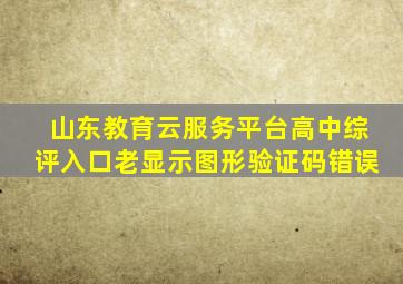 山东教育云服务平台高中综评入口老显示图形验证码错误