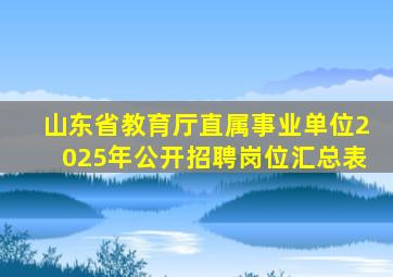 山东省教育厅直属事业单位2025年公开招聘岗位汇总表